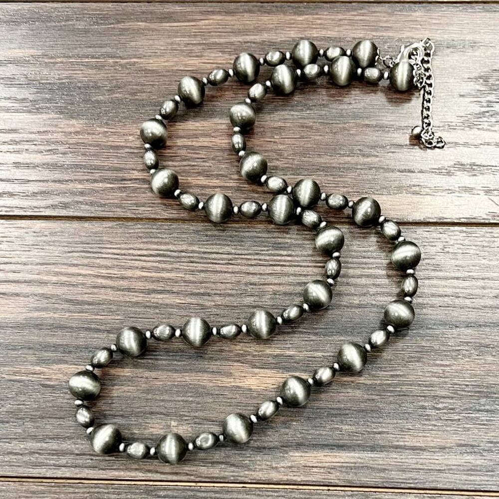 Navajo Style Bead Necklace Extra Long Round Oval